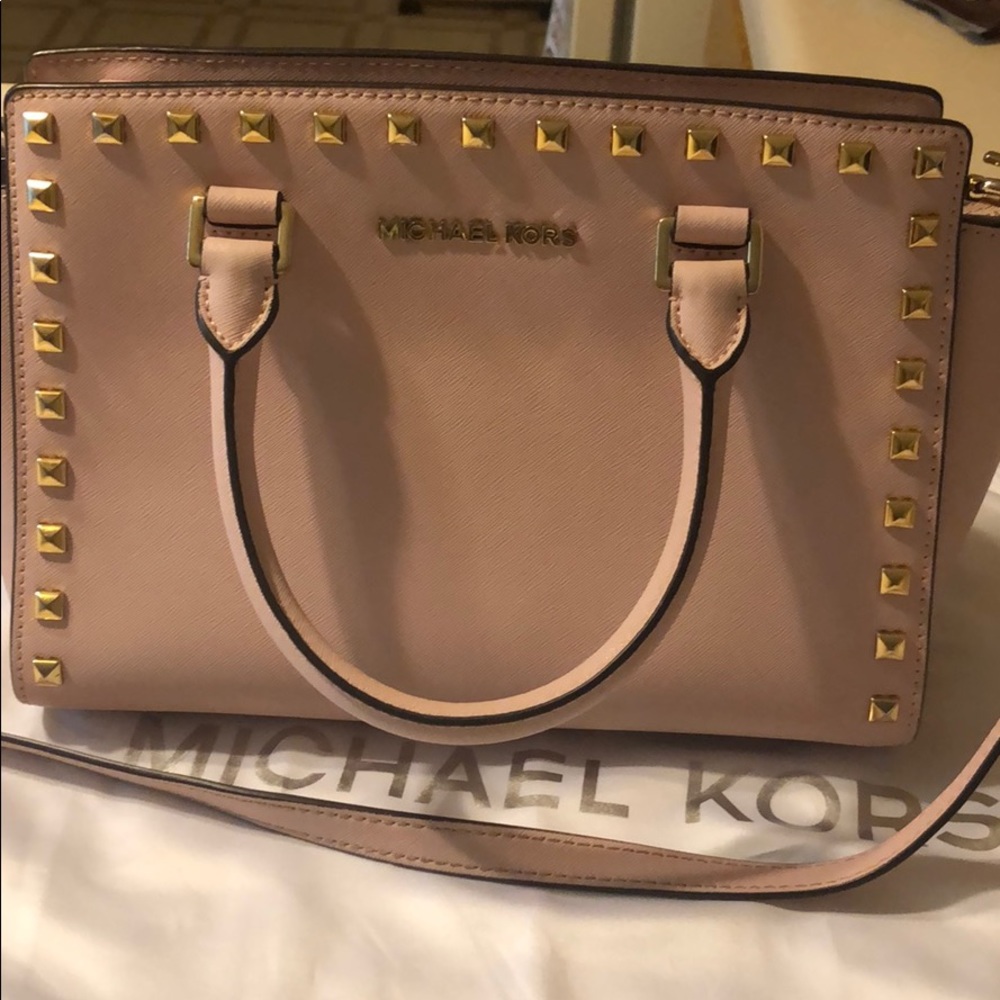 Michael Kors Selma Stud Saffiano Satchel Handbag